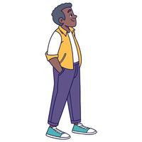 an illustration of a man standing with his hands in his pockets vector