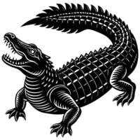 a black and white image of a crocodile vector