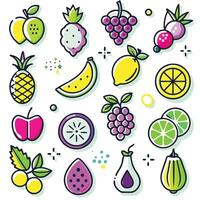 fruit icons set with different fruits and vegetables vector