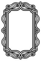 a black and white drawing of a frame with a scroll vector