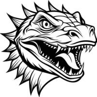 a cartoon illustration of a lizard head with spikes vector