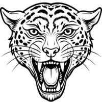 a jaguar head with its mouth open and its teeth showing vector