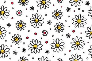 a white background with a bunch of daisies vector