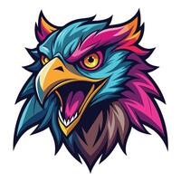 an eagle head with colorful feathers vector