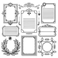 set of vintage frames and decorative elements vector