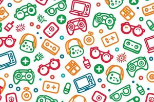 a colorful pattern with various electronic devices vector