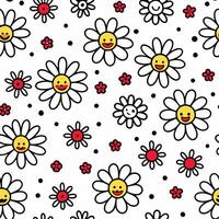 a pattern with flowers and smiley faces vector