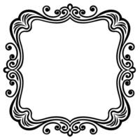 a black and white square frame with swirls vector