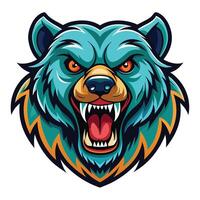 the head of a bear with an angry expression vector