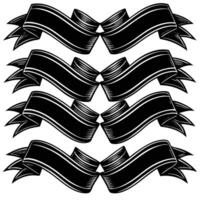 a set of four black ribbons on a white background vector