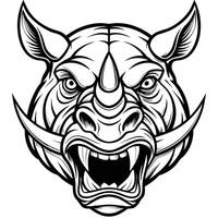 a rhino head with a big mouth and sharp teeth vector