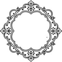 a black and white drawing of a circular frame vector