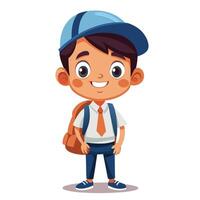 a cartoon boy with a backpack and tie vector