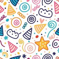 seamless pattern with party hats and stars vector