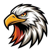 an eagle head with a red beak and orange feathers vector