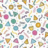 seamless pattern with colorful confetti and streamers vector