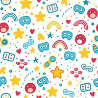 a colorful pattern with various objects and symbols vector