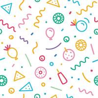 a colorful party background with confetti and other items vector