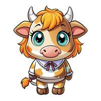 a cartoon cow with big eyes and a bow tie vector