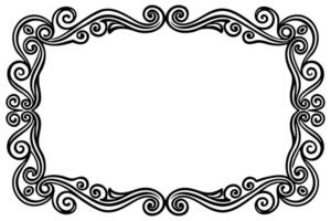 a black and white ornate frame with swirls vector