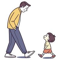 a man walking with a small child vector
