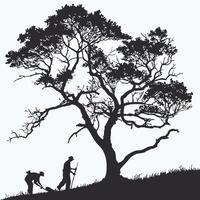 silhouette of people working in the field vector