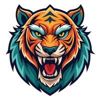 the head of a tiger is shown in a cartoon style vector