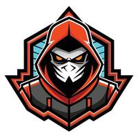 a red hooded man with an evil face vector