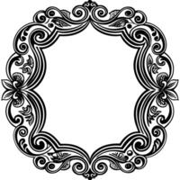 a black and white ornate frame with a floral design vector