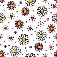 a pattern with daisies and dots on a white background vector