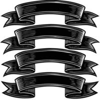 set of ribbons in black and white vector