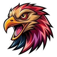 an eagle head with a red and yellow feather vector