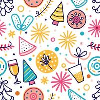 christmas seamless pattern with colorful objects vector