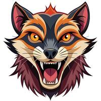 the head of a wolf with its mouth open vector
