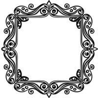 a black and white square frame with swirls vector