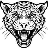 a jaguar head with its mouth open and its teeth showing vector