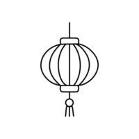 Editable stroke line art icon of Chinese Lunar New Year red lanterns with gold tassels. Clean and minimalist, ideal for greeting cards, social media, posters, and websites. vector