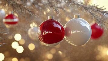 animation of baubles swinging on a Christmas tree video