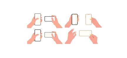 Print set of hand holding phone. template design. vector