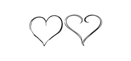 Print Simple doodle heart for valentine day cards, posters, wrapping and design. Hand drawn heart, isolated on white backdrop. vector