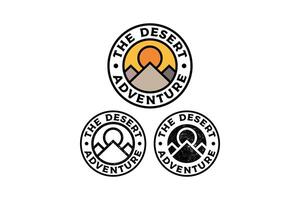 mountain ridges with sunset circle badge illustration template graphic design collection with colorful, filled and line art style for adventure and outdoors merchandise and other uses. vector