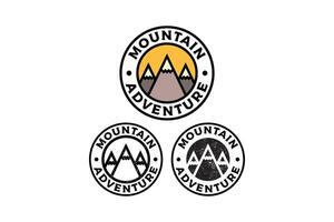 mountain ridges circle badge illustration template graphic design collection with colorful, filled and line art style for adventure and outdoors merchandise and other uses. vector