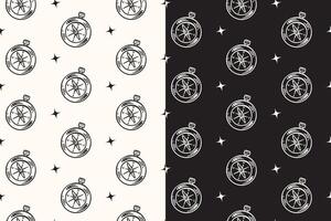 doodle old compass navigation tool seamless pattern on black white background for camping adventure merchandise. retro classic compass pattern background. pattern of compass background vector
