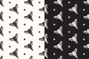 vintage goat skull bone seamless pattern on black white background for adventure merchandise. retro curved horns with skull pattern background. pattern of animal skull with big horn background vector