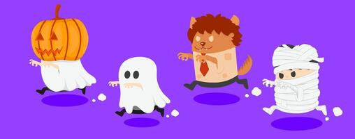 Collection of spooky objects and characters. Halloween design elements. Decorations for design vector