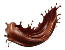 Chocolate splash with clipping path, 3D Illustration, Dark Chocolate splash or Syrup Flowing, vector
