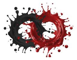 Realistic drop splash red and black composition isolated on background illustration vector