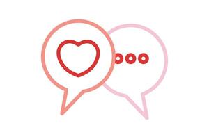 Talk icon. line icon style. talk with heart. icon related to valentine. valentine day elements illustration vector