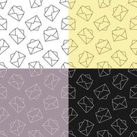 set of seamless patterns with Festive envelope and paper inside. Greeting cards and letters. Ornament for decoration and printing on fabric. Design element. vector