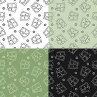 set of seamless patterns with Bundle of dollars and coins. Saving money and using cash. Ornament for decoration and printing on fabric. Design element. vector